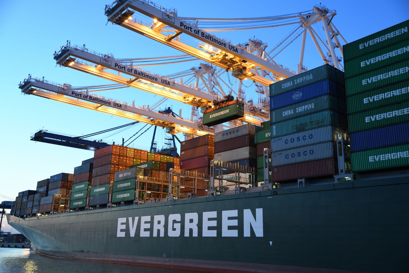 Shipping containers stacked on a cargo ship at port