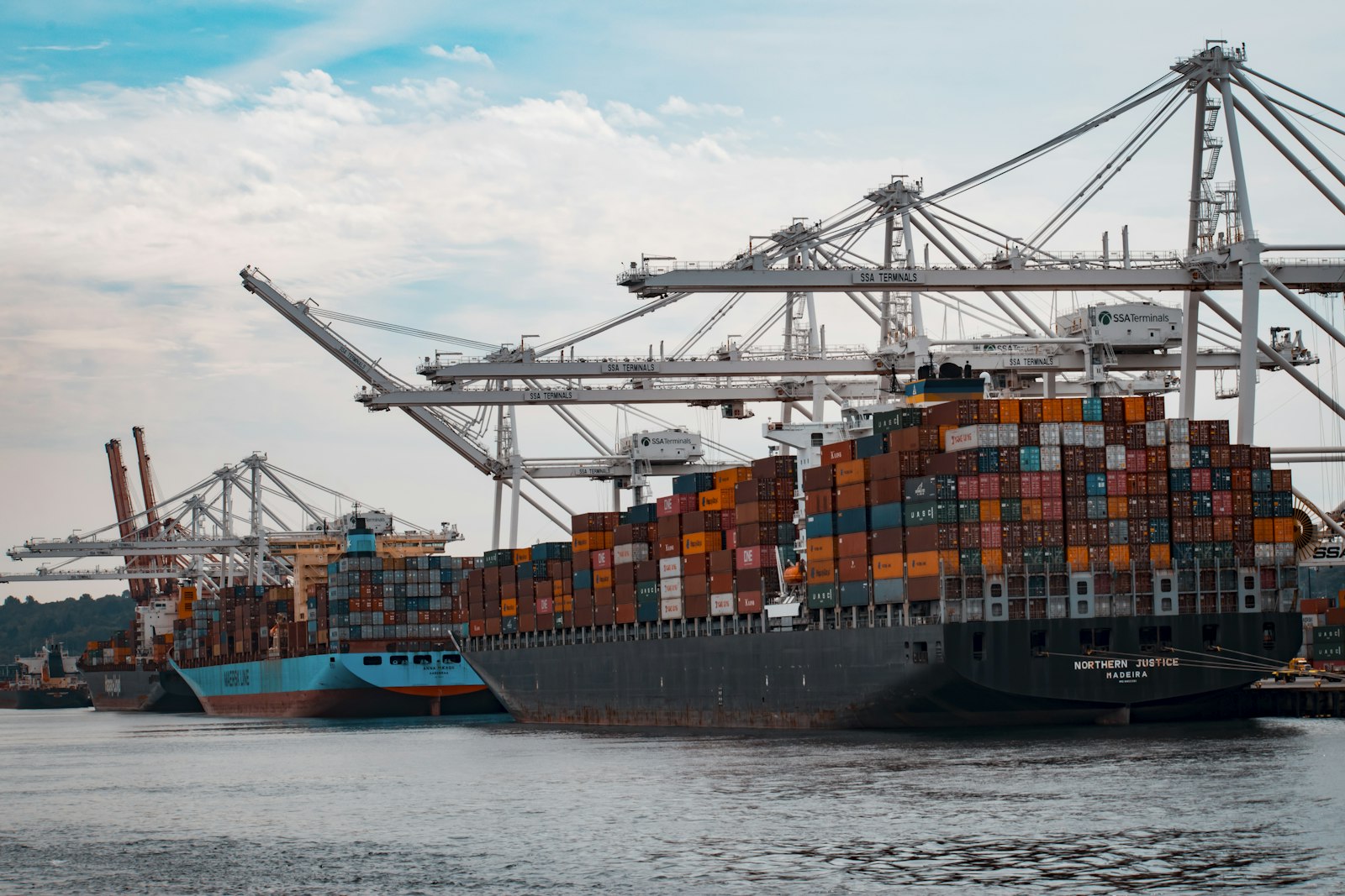 Container ships at a Pacific terminal